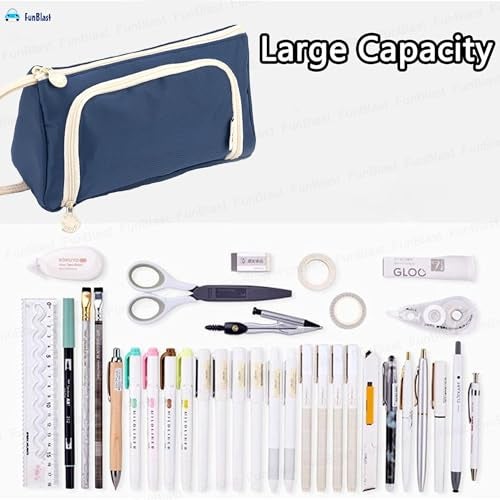 FunBlast Pouch for Girls - Multipurpose Zipper Pouches for Kids & Adults, Stationary Organizer Bag, Makeup Pouch, Cosmetic, Toiletry Bag, Water Resistance Pouch for Travel Accessories (Navy Blue) - Image 3