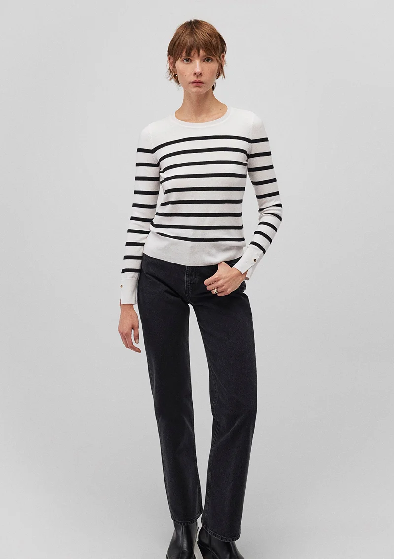 MAVI Black Striped Crewneck Sweater
