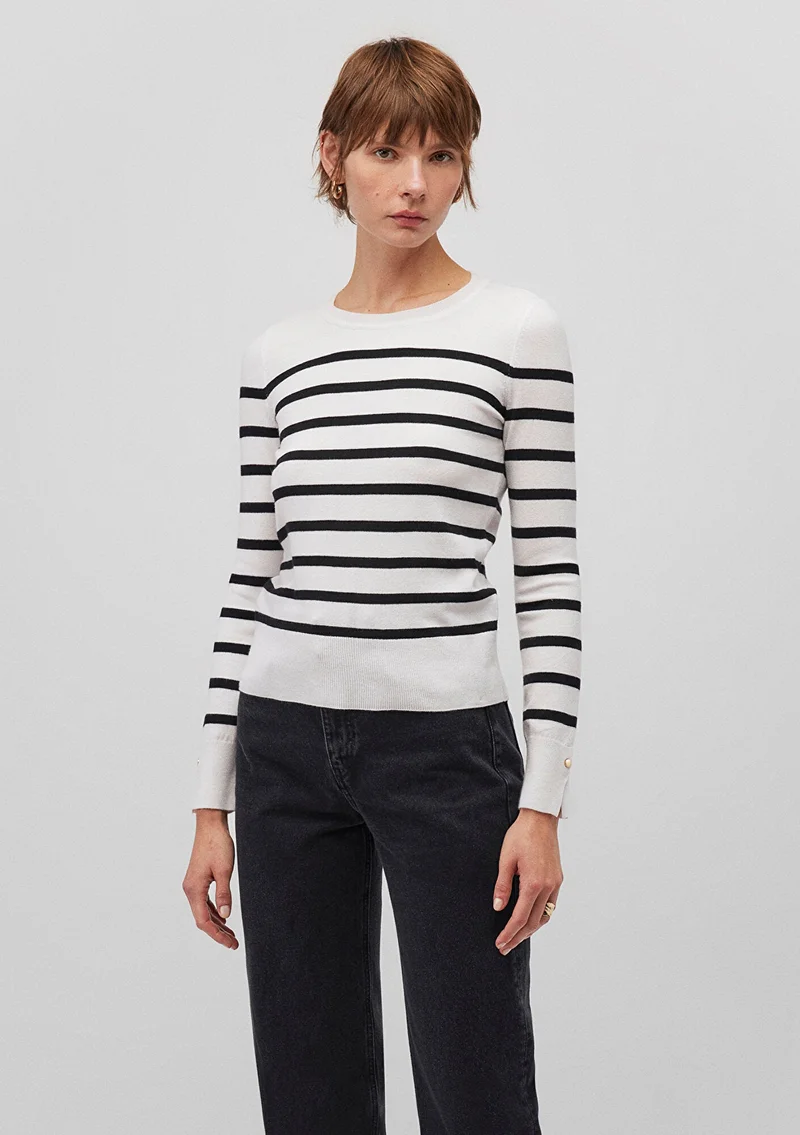 MAVI Black Striped Crewneck Sweater