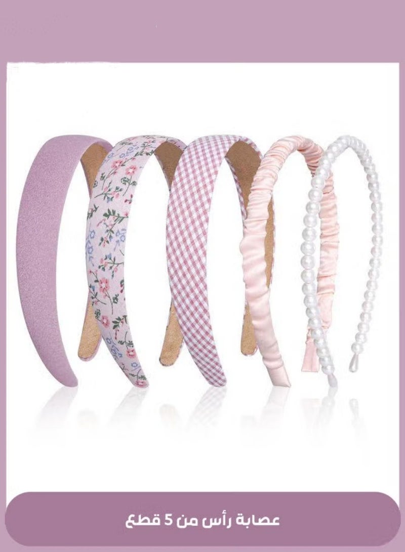 5 Pack Headbands for Girls Women Headbands Trendy Non Slip Hairbands Lovely Hair Accessories Multi-style Pearl Headband Pack - Image 1