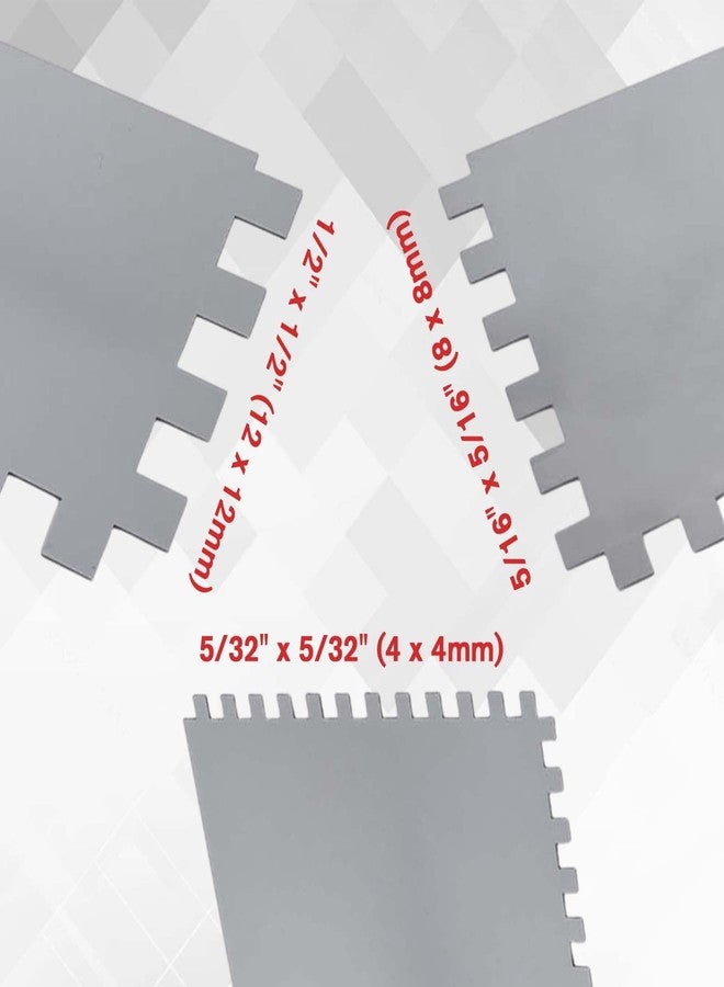مجموعة أدوات بلاط LEONTOOL المكونة من 3 قطع من الفولاذ المقاوم للصدأ ذات الشق المربع (حجم الشق: 5/32 بوصة و5/16 بوصة و1/2 بوصة) مجموعة أدوات يدوية للبناء لتركيب الأسمنت والخرسانة والبلاط والأرضيات - Image 5