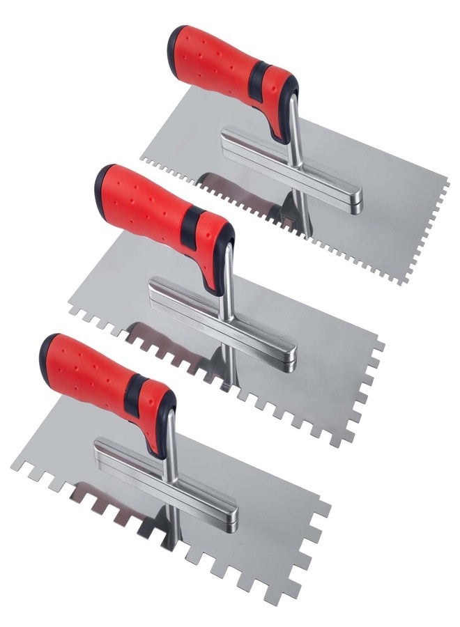 مجموعة أدوات بلاط LEONTOOL المكونة من 3 قطع من الفولاذ المقاوم للصدأ ذات الشق المربع (حجم الشق: 5/32 بوصة و5/16 بوصة و1/2 بوصة) مجموعة أدوات يدوية للبناء لتركيب الأسمنت والخرسانة والبلاط والأرضيات - Image 2