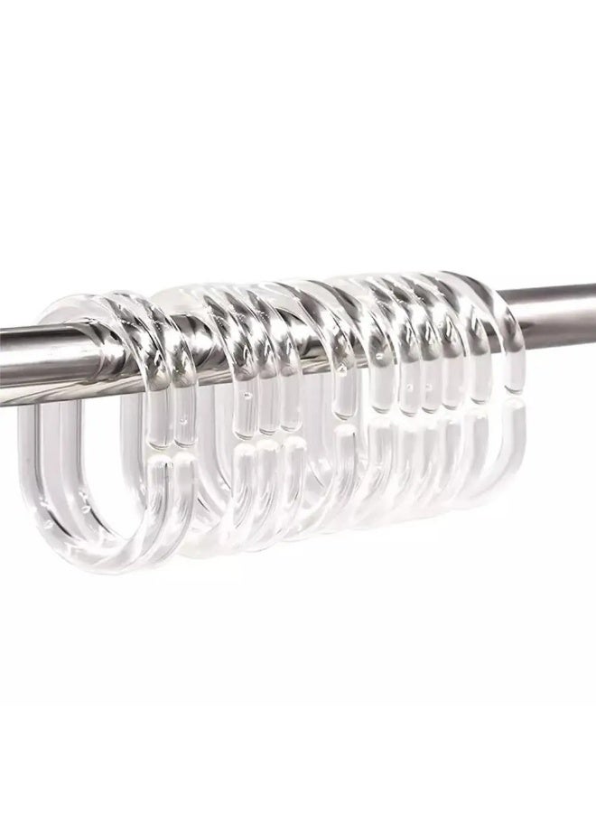 خطافات ستارة الدش C شكل حلقات ستارة دش للحمام دش رود ستائر نافذة شماعات (لون شفاف، 24 عبوة) - Image 4