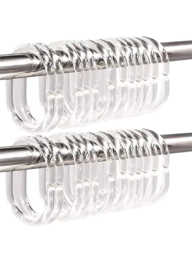 خطافات ستارة الدش C شكل حلقات ستارة دش للحمام دش رود ستائر نافذة شماعات (لون شفاف، 24 عبوة) - Image 1