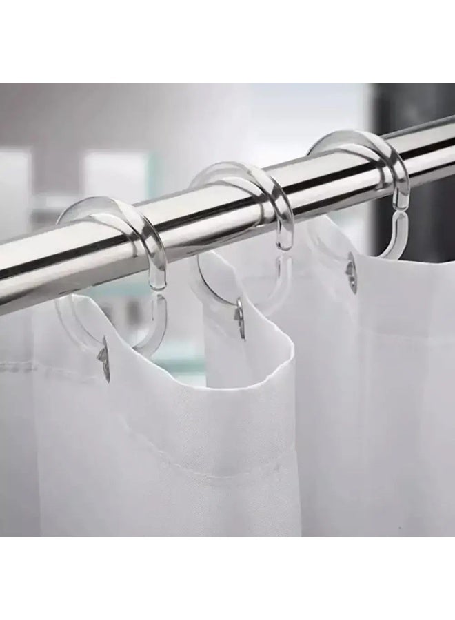 خطافات ستارة الدش C شكل حلقات ستارة دش للحمام دش رود ستائر نافذة شماعات (لون شفاف، 24 عبوة) - Image 2