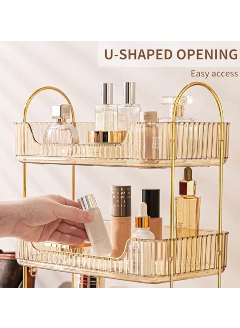 Arabest Bathroom Counter Organizer Countertop Storage,2-Tier Cosmetics Skincare Shelf Organizer with Portable Handle, Makeup Organizer Perfume for Dresser Vanity Tray, Spice Rack Organizer for Kitchen - Image 5