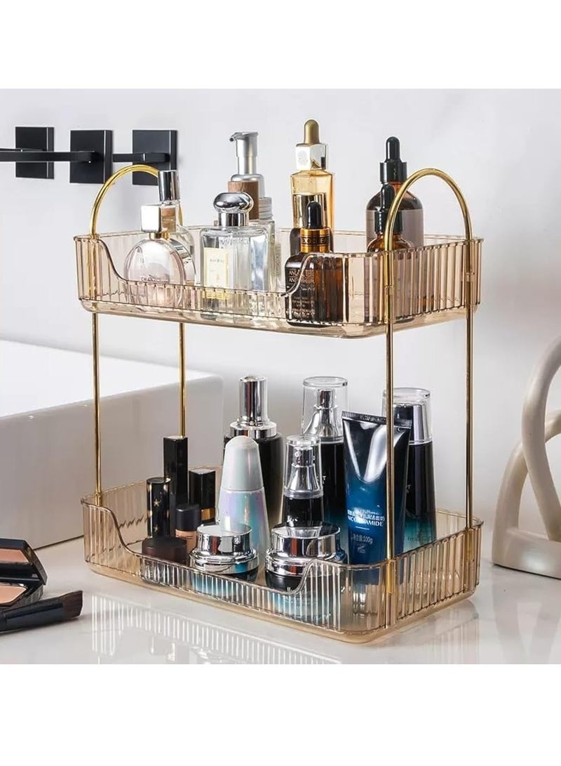 Arabest Bathroom Counter Organizer Countertop Storage,2-Tier Cosmetics Skincare Shelf Organizer with Portable Handle, Makeup Organizer Perfume for Dresser Vanity Tray, Spice Rack Organizer for Kitchen - Image 2