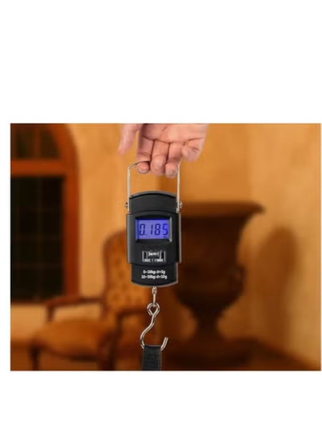 Portable Luggage Scale Electronic Digital Scale Weighs Hanging Suitcase Up to 50kg, Black, 50kg - Image 2
