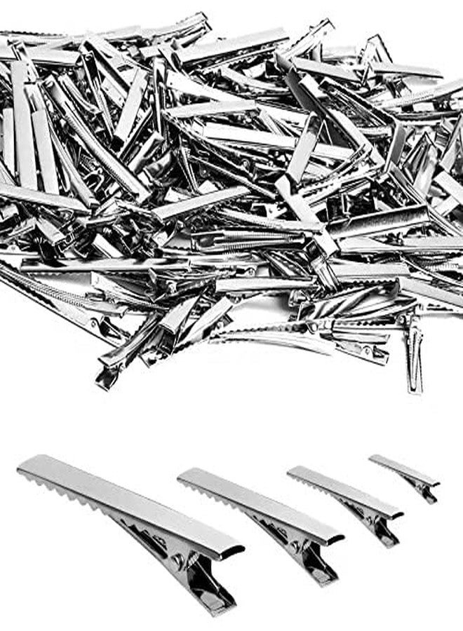 Ghelonadi Silver Metal Alligator Hair Clips, 7.5cm/6.5cm/5.5cm/4.5cm, 4 Assorted Size Crocodile Sectioning Clips Hair Duck Teeth Hairpins Curl Setting for DIY Hair Extensions - 12 PCS, Silver. - Image 1