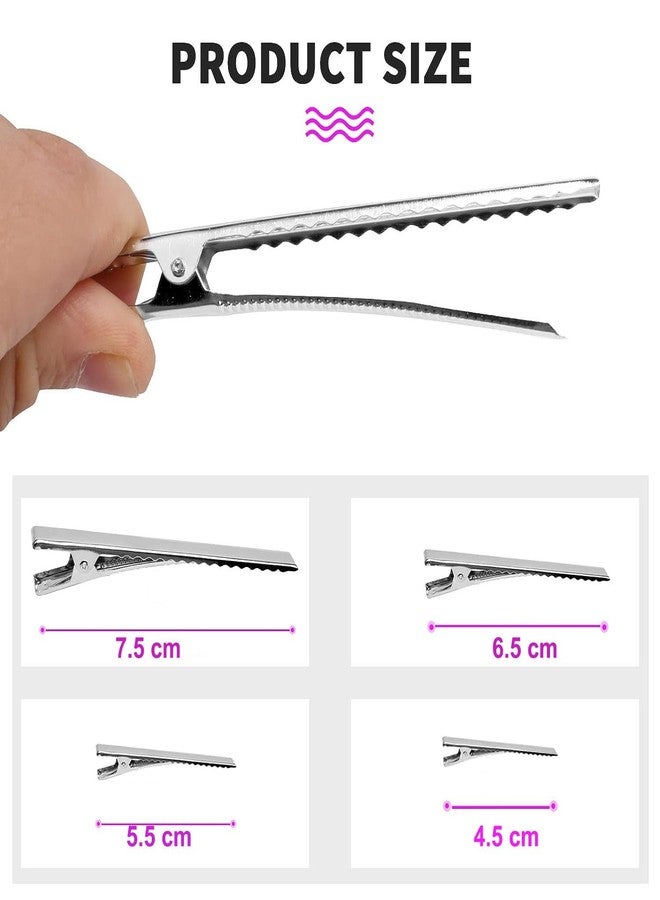 Ghelonadi Silver Metal Alligator Hair Clips, 7.5cm/6.5cm/5.5cm/4.5cm, 4 Assorted Size Crocodile Sectioning Clips Hair Duck Teeth Hairpins Curl Setting for DIY Hair Extensions - 12 PCS, Silver. - Image 5