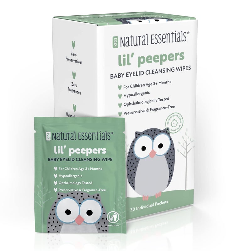 Natural Essentials Lil Peepers Baby Eye Wipes and Eyelid Cleanser PreservativeFree  RinseFree Pediatrician Recommended Hypoallergenic Soft Eyelid Wipes for Babies Kids  Adults 30 Count 2pk - Image 4