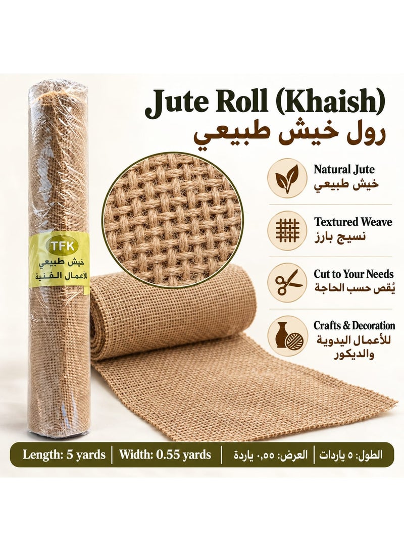 TFK Natural Jute Burlap Fabric Roll, 5 x 0.55 Yards, for Crafts & Decor - Image 4