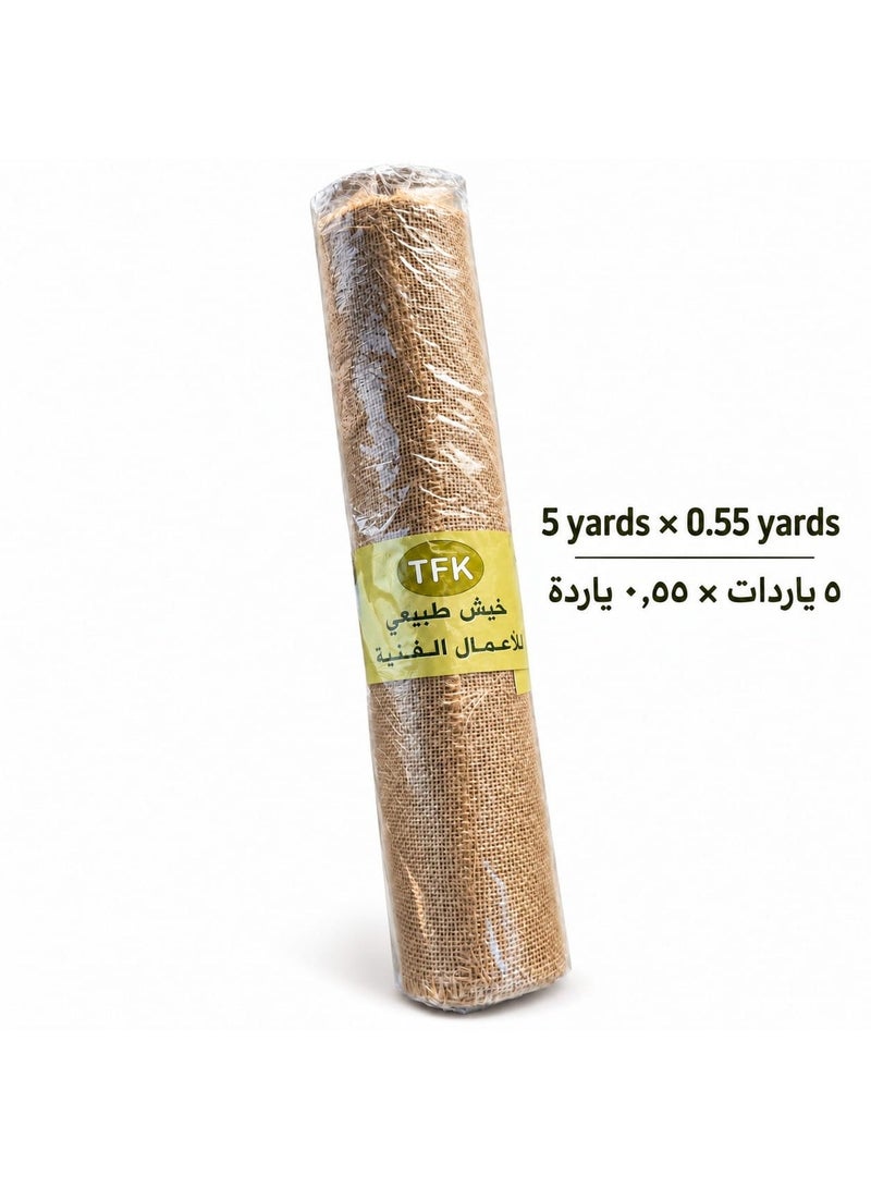 TFK Natural Jute Burlap Fabric Roll, 5 x 0.55 Yards, for Crafts & Decor - Image 2