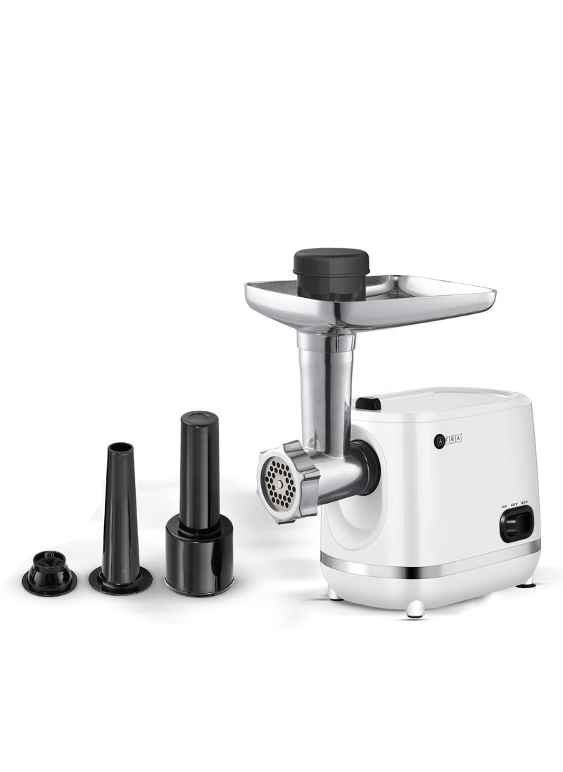 AFRA - AFRA Meat Grinder, 1200w, 3 Cutting Discs, Aluminum Construction, Stainless Steel Cross Knife, food storage pusher, kibbeh & sausage attachment AF-1200MGWT, 2 Year Warranty - Image 1