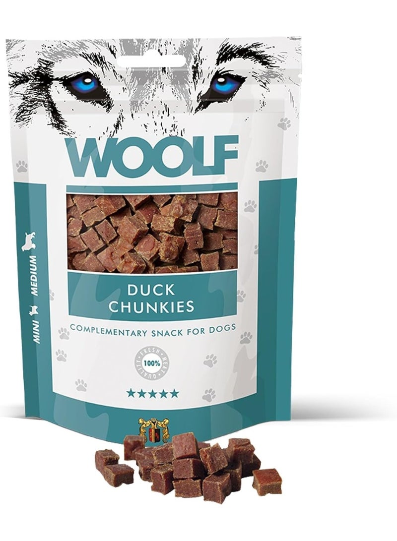Woolf Dog and cat food, Duck Chunkys 100g - Image 1