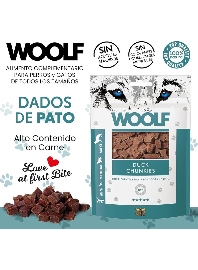 Woolf Dog and cat food, Duck Chunkys 100g - Image 2