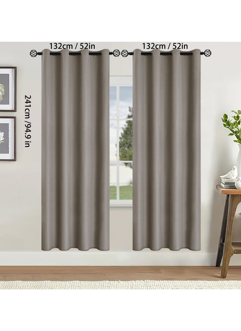 DUNISO 2 Panels Blackout Curtains for Bedroom, Thermal Insulated Room Darkening Curtains, Grommet Light Blocking Blackout Drapes for Living Room (Camel,132*241cm)  - Image 2