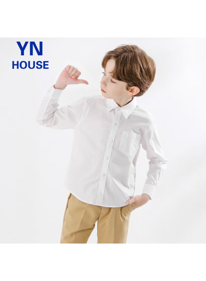 Yinuofang Children's Shirt, White Long Sleeve With Pocket, Boys' Shirt： White Long Sleeve, 150cm - Image 5