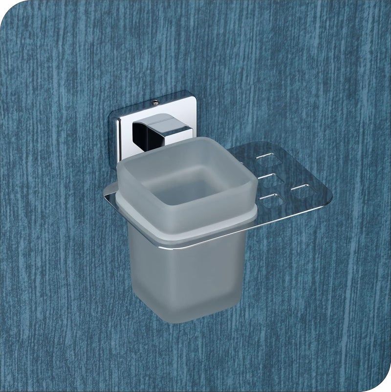 KANJAL Tumbler Holder Stand Bathroom Glass Toothbrush Holders Tumbler Stand Toothpaste Tumbler Holders for Bathroom Accessories Toothbrush Stand304 Stainless SteelFrosted Glass 38 - Image 1