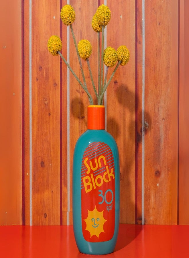 ban.do Vintage Inspired Sunblock Bottle Vase, Decorative Ceramic Vase, Large Flower Vase, Unique Sunblock Decor for Home/Kitchen/Office - Image 5