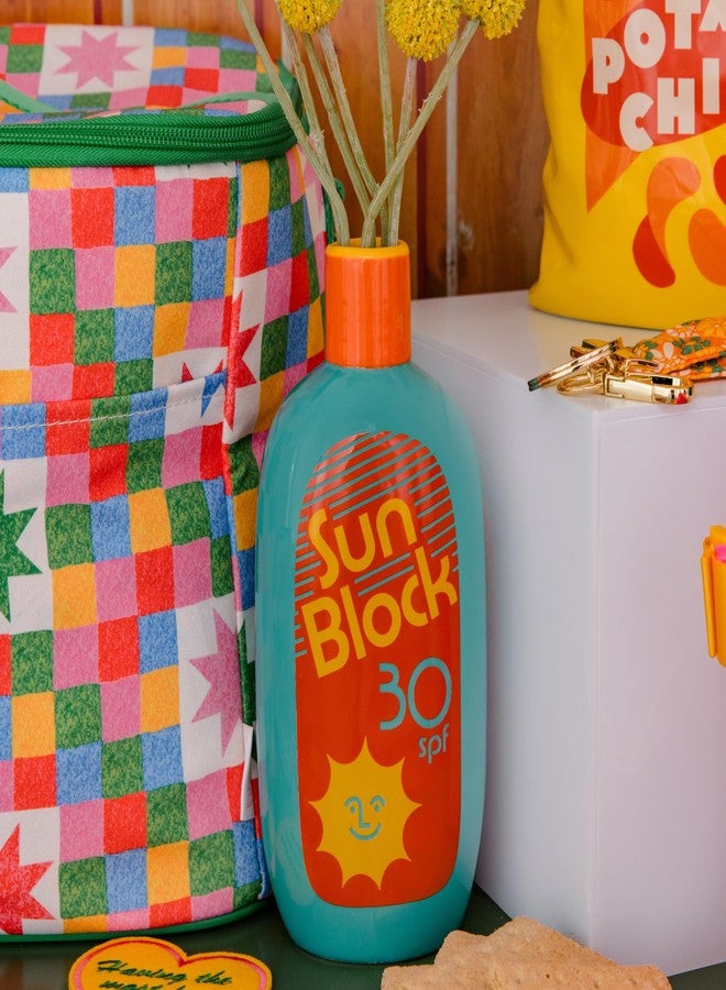 ban.do Vintage Inspired Sunblock Bottle Vase, Decorative Ceramic Vase, Large Flower Vase, Unique Sunblock Decor for Home/Kitchen/Office - Image 3