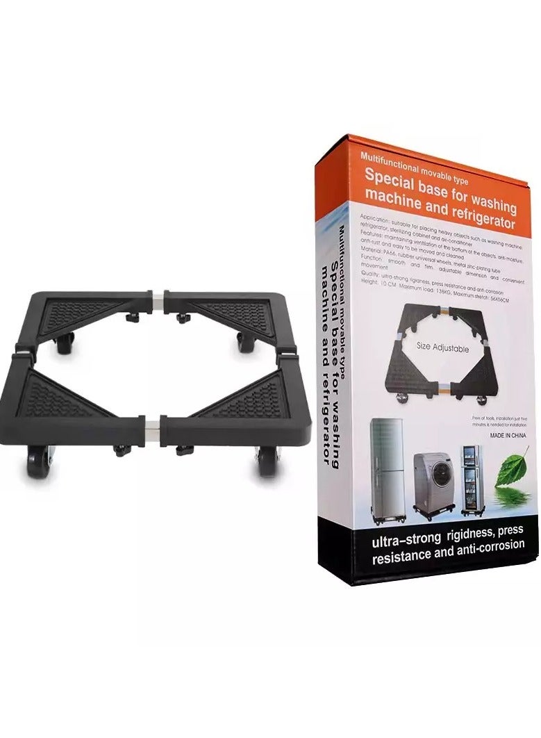 Multi Functional Movable Adjustable Base For Washing Machine& Dryer / Refrigerator - Black  - Image 1