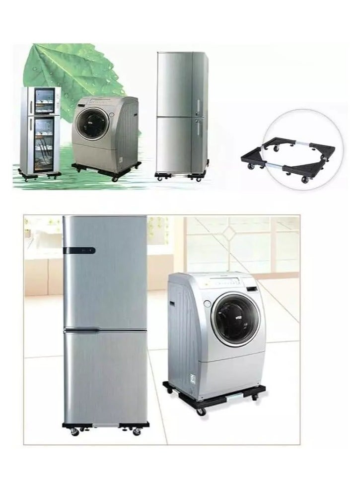 Multi Functional Movable Adjustable Base For Washing Machine& Dryer / Refrigerator - Black  - Image 2