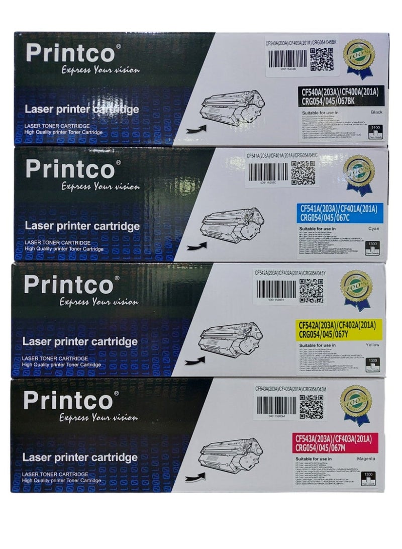 برينتكو متوافق مع خرطوشة حبر ملونة HP CF400A 401A 402A 403A 201A لطابعة HP201A LaserJet Pro M252 M252dw M277n M252N M277dw. مجموعة من 4 ألوان أسود سماوي أصفر أرجواني - Image 3