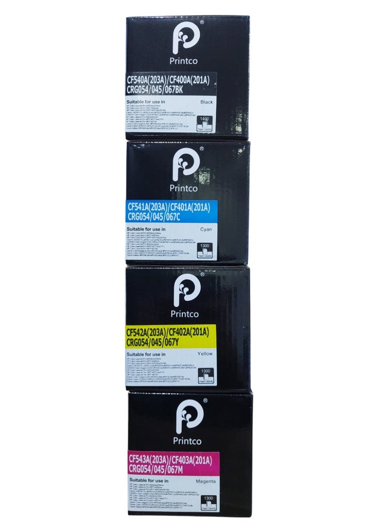 برينتكو متوافق مع خرطوشة حبر ملونة HP CF400A 401A 402A 403A 201A لطابعة HP201A LaserJet Pro M252 M252dw M277n M252N M277dw. مجموعة من 4 ألوان أسود سماوي أصفر أرجواني - Image 2
