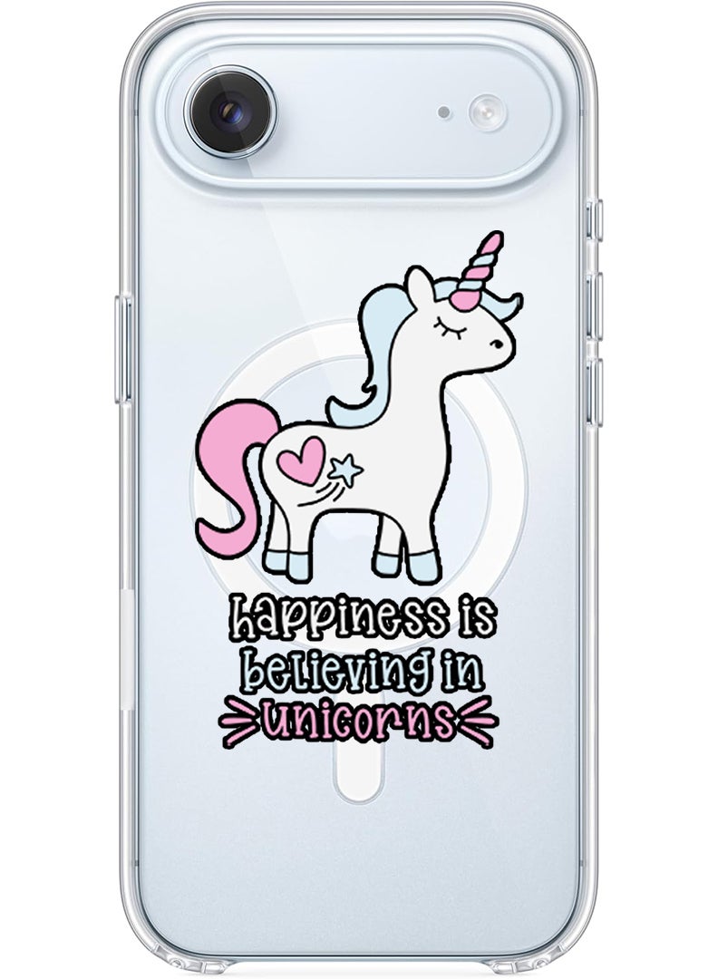 Theodor Magnetic Case for Apple iPhone 17 Air Compatible with MagSafe Wireless Charging, Shockproof Phone Bumper Cover - Happiness is believing in Unicorns - Image 1