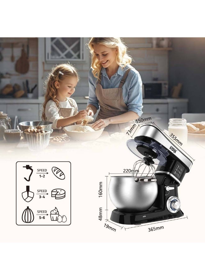 Winning Star Large Electric Mixer Winning Star 6 Liter 1200 Watt Kitchen Stand Mixer for Baking - Image 3