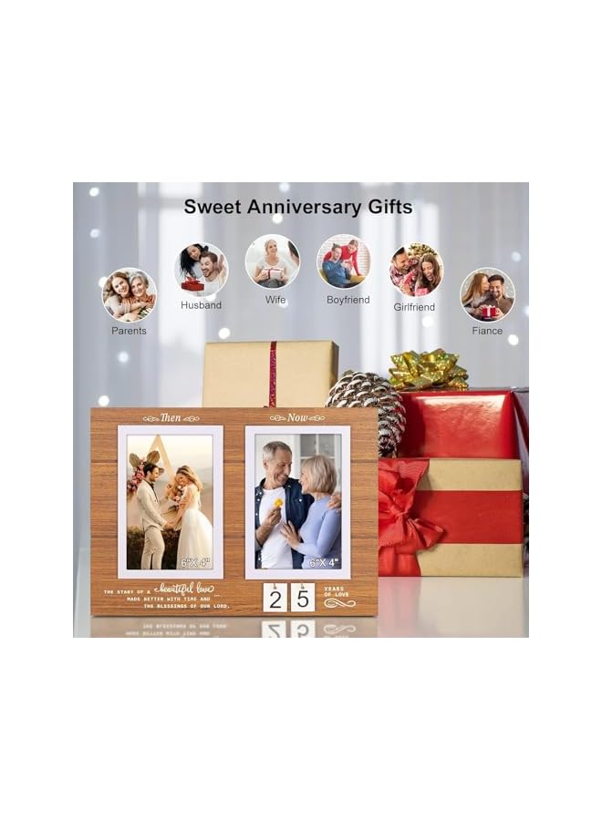 The Bros إطار صور الذكرى السنوية، أفكار هدايا الزفاف من 1-99 سنة، إطار صور خشبي للذكرى السنوية، هدايا حفل خطوبة مع اقتباس عاطفي، يحمل 2 صور بحجم 4x6 إنش - Image 3