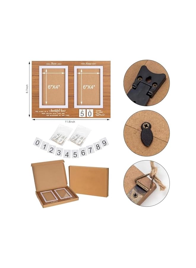 The Bros إطار صور الذكرى السنوية، أفكار هدايا الزفاف من 1-99 سنة، إطار صور خشبي للذكرى السنوية، هدايا حفل خطوبة مع اقتباس عاطفي، يحمل 2 صور بحجم 4x6 إنش - Image 2