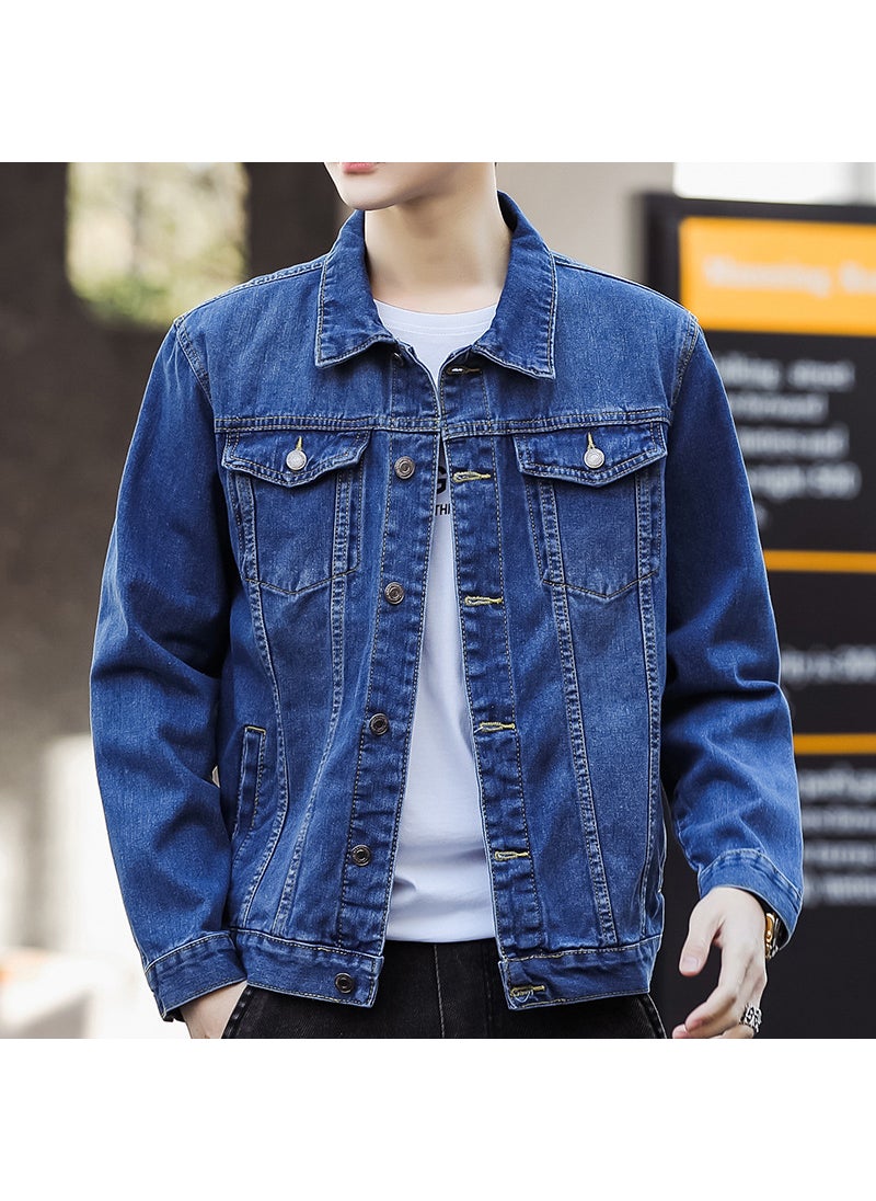 Generic - Casual Denim Jacket For Men New Spring Autumn 2023 Fashion Trendy Working Clothes Top Selling Wholesale Mens Wear Dark blue - Image 1