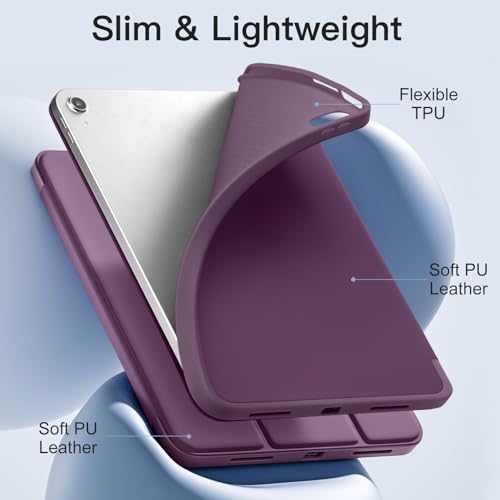 Akkerds Compatible with iPad (A16) 11th Generation Case 11 Inch 2025, for iPad 10th Generation Case 10.9 Inch 2022 with Pencil Holder,Slim Trifold Stand Protective Cover with Soft TPU Back,BerryPurple - Image 5