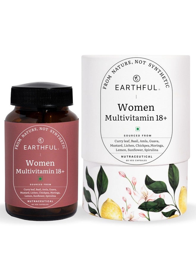 Earthful Multivitamin for Women | 100% Plant, Non-Synthetic | With Biotin, Zinc, Vitamin C, D3 for Immunity, Hair, Skin, Bones & Overall Wellness | 60 Capsules - Image 1