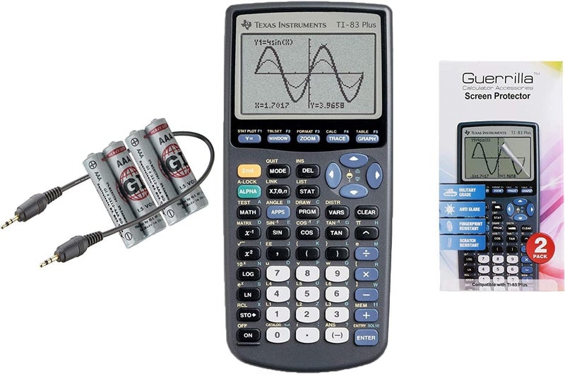 Texas Instruments TI-83 Plus Graphing Calculator with Guerrilla Military Grade Screen Protector Set, Certified Reconditioned - Image 1