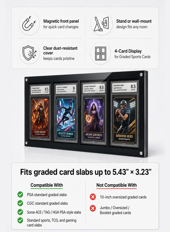 WEIMINLI 4-Slot PSA Graded Card Display Frame, Wall or Desktop Slab Holder - Image 4