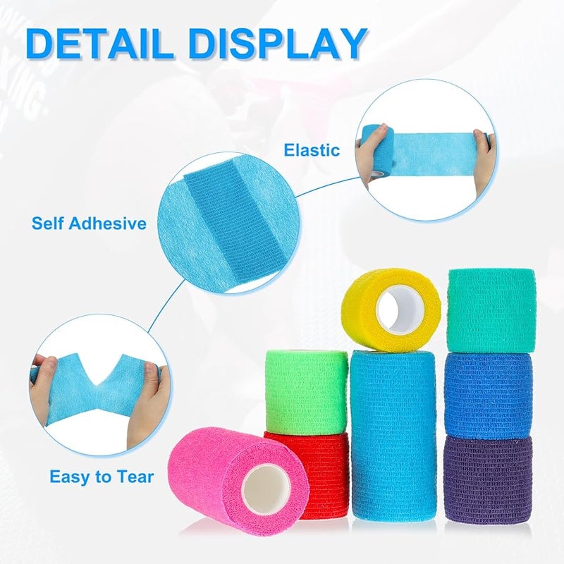 باتيكيل ضمادة ذاتية اللصق ملفوفة 2 بوصة × 177 بوصة 12 حزمة شريط رياضي مرن أبيض قابل للتنفس - Image 4