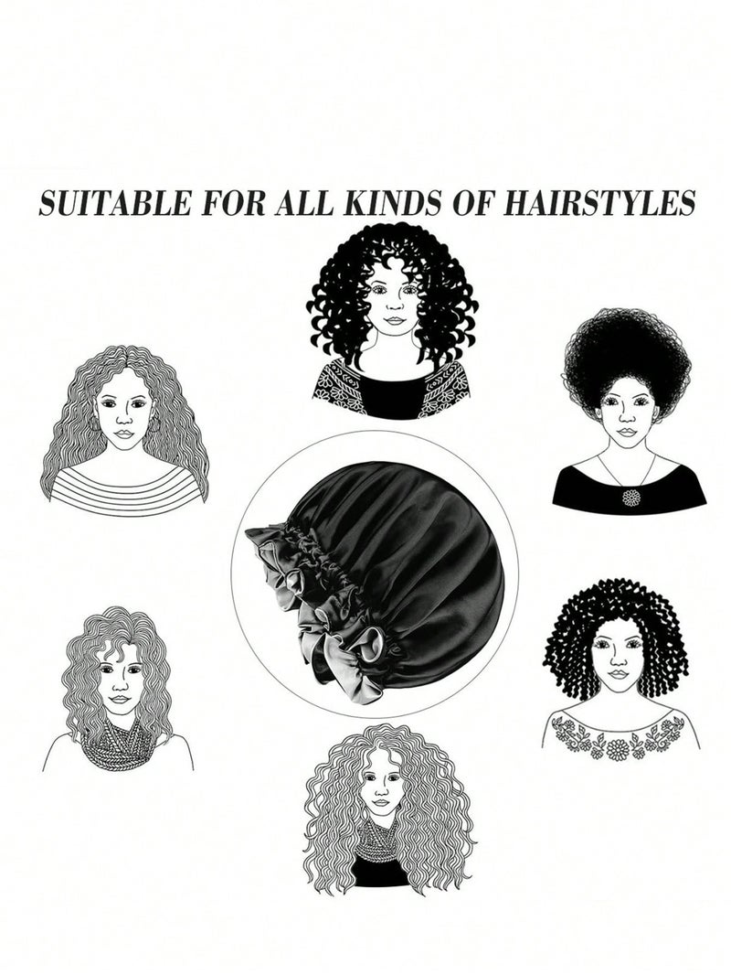 Double Layer Satin Sleep Bonnet – Full Hair Protection from Frizz & Damage - Image 4