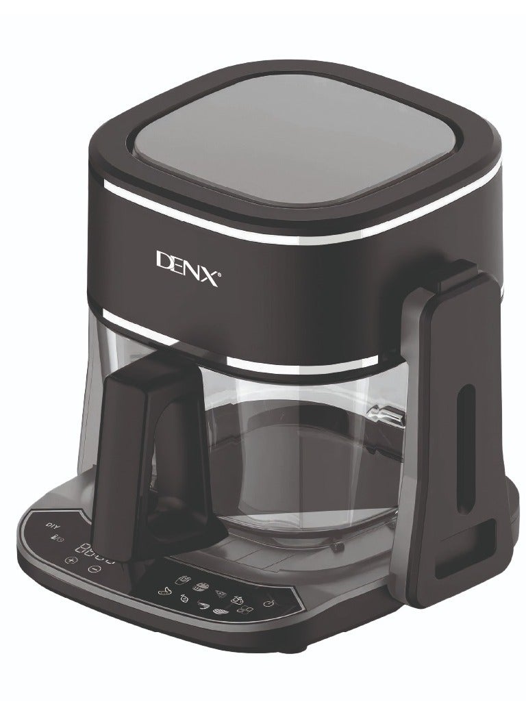 Denx Dual Design Air Fryer & Grill, Touch Screen Display, 8 Preset Function Fries, Steak, Fish, Shrimp, Pizza, & Chicken, Family Size, Glass Container 4.5L , 1800 W- Black - Image 1