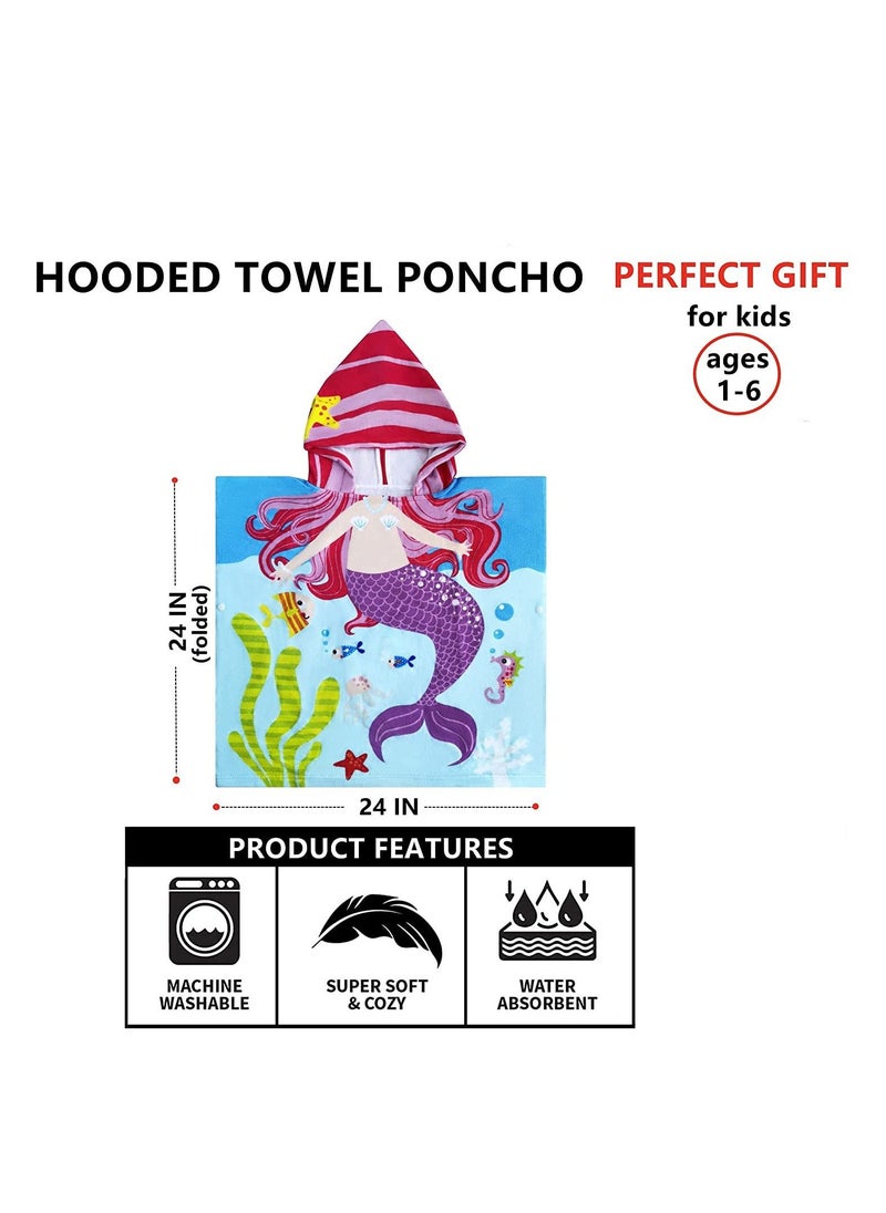 SYOSI Kids Bath Towel for 1-6 Years Toddler, 1Pcs Kids Hooded Towel, Microfiber Bath Towel Super Soft Robe Poncho Bathrobe, Boys Girls Swimming Beach Holiday Water Playing Pool Bath Coverups (3D Mermaid)  - Image 5