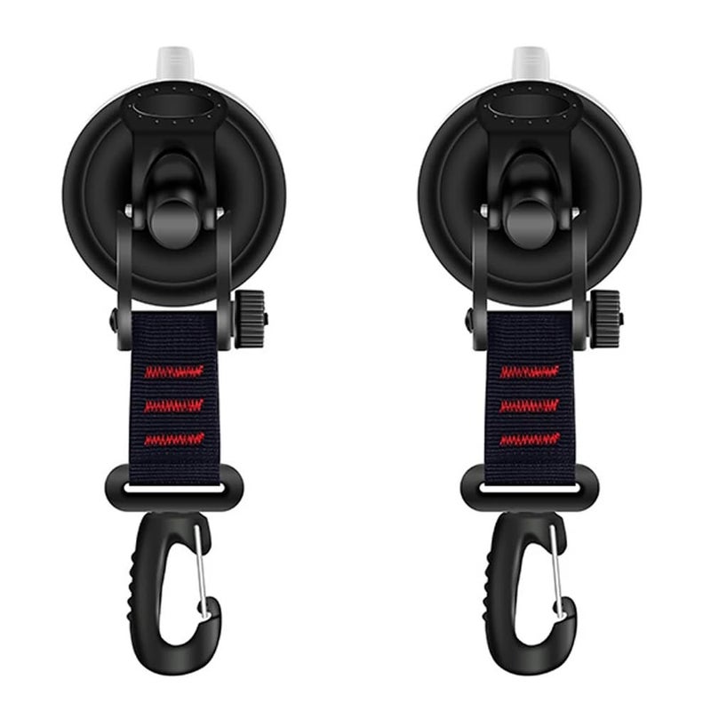 SquEqu 2 Pack Suction Cup Hooks Anchor Heavy Duty Camping Tie Down Hook Buckle for RV Car Tent Awning Tarp Canopy Mount to Glass Roof Door Window Outdoor Camper - Image 2