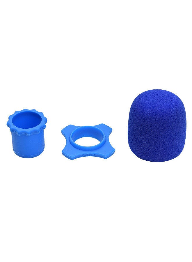 microphone protection accessory kit with foam windshield anti-rolling silicone ring bottom rod sleeve holder for wireless handheld mic  - Image 1