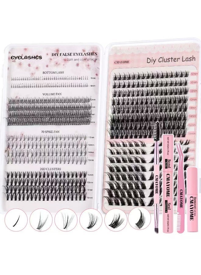 CMAYOME 628pcs False Eyelash With Glue Kit, Large Capacity DIY Individual Lash Extension Collection, False Lash Cluster Set Including Lash Brush, Lash Curler, Lash Remover, Tweezers And Lash Adhesive, Suitable For Beginners. - Image 3
