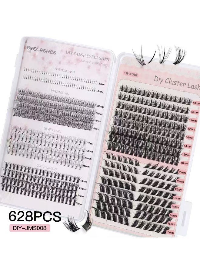 CMAYOME 628pcs False Eyelash With Glue Kit, Large Capacity DIY Individual Lash Extension Collection, False Lash Cluster Set Including Lash Brush, Lash Curler, Lash Remover, Tweezers And Lash Adhesive, Suitable For Beginners. - Image 4