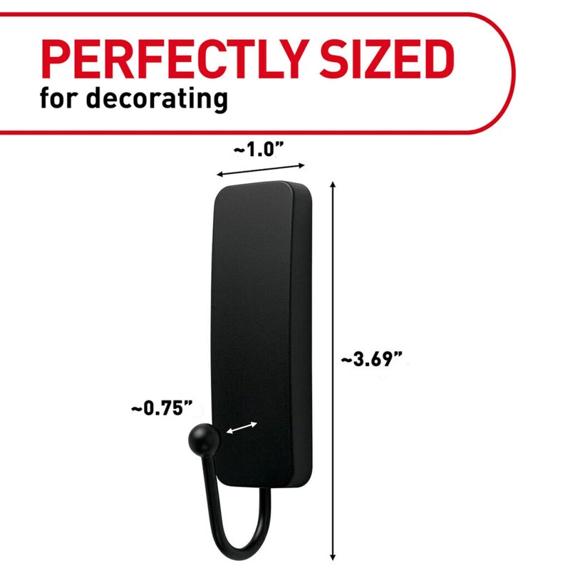 Command Medium Matte Black Wall Hook, 2 Coat Hooks and 4 Strips, Damage-Free Hanging with Adhesive, No Tools Great for Hanging Home Decor, Holds up to 3 lb - Image 2