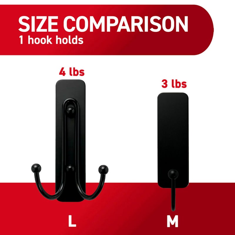 Command Medium Matte Black Wall Hook, 2 Coat Hooks and 4 Strips, Damage-Free Hanging with Adhesive, No Tools Great for Hanging Home Decor, Holds up to 3 lb - Image 5