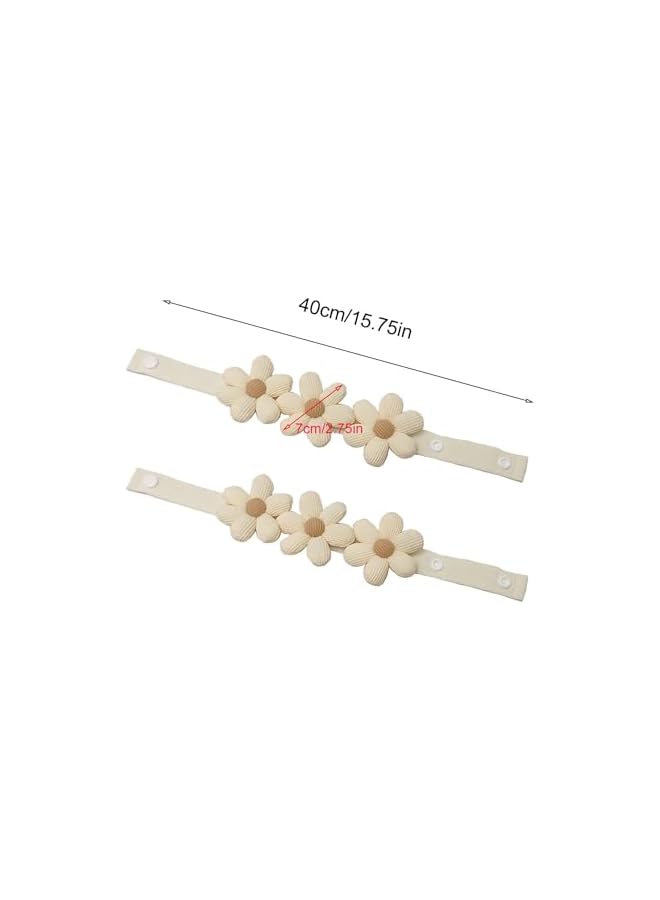 The Bros رباط ستائر مزهر بسيط مع أزرار، رباطات ستائر زخرفية لستائر غرفة النوم (2 عبوة، بيج) - Image 2