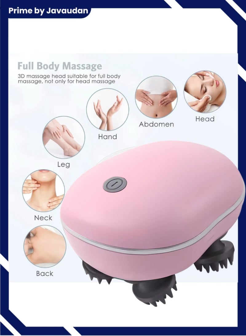 برايم بي جافاودان مدلك فروة الرأس الكهربائي ، مدلك رأس محمول مقاوم للماء لنمو الشعر ، مدلك محمول باليد مع 4 رؤوس للتدليك ، قابل للفك والغسل ، أداة هرش يدوية لتنظيف عميق لنمو الشعر ، أدوات الاسترخاء لتدليك فروة الرأس - Image 2